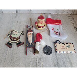 Unique‎ santa Vintage variety sled ornament Xmas set